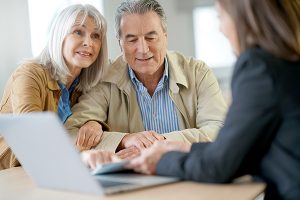 Retired couple in meeting